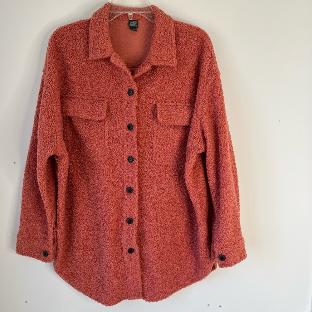 Wild Fable Salmon Pink Teddy Loop Fleece Button Front Jacket
